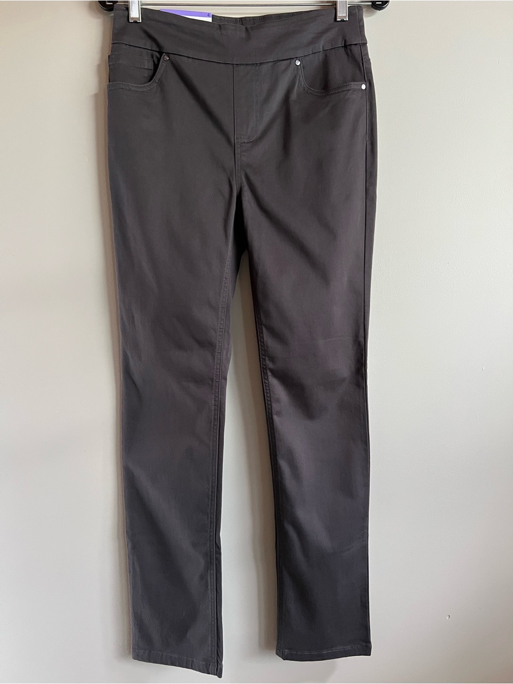 UP! Pants Women’s Pull-On | 5 Pocket | Slim Fit Grey Stretch Pants | Size 4